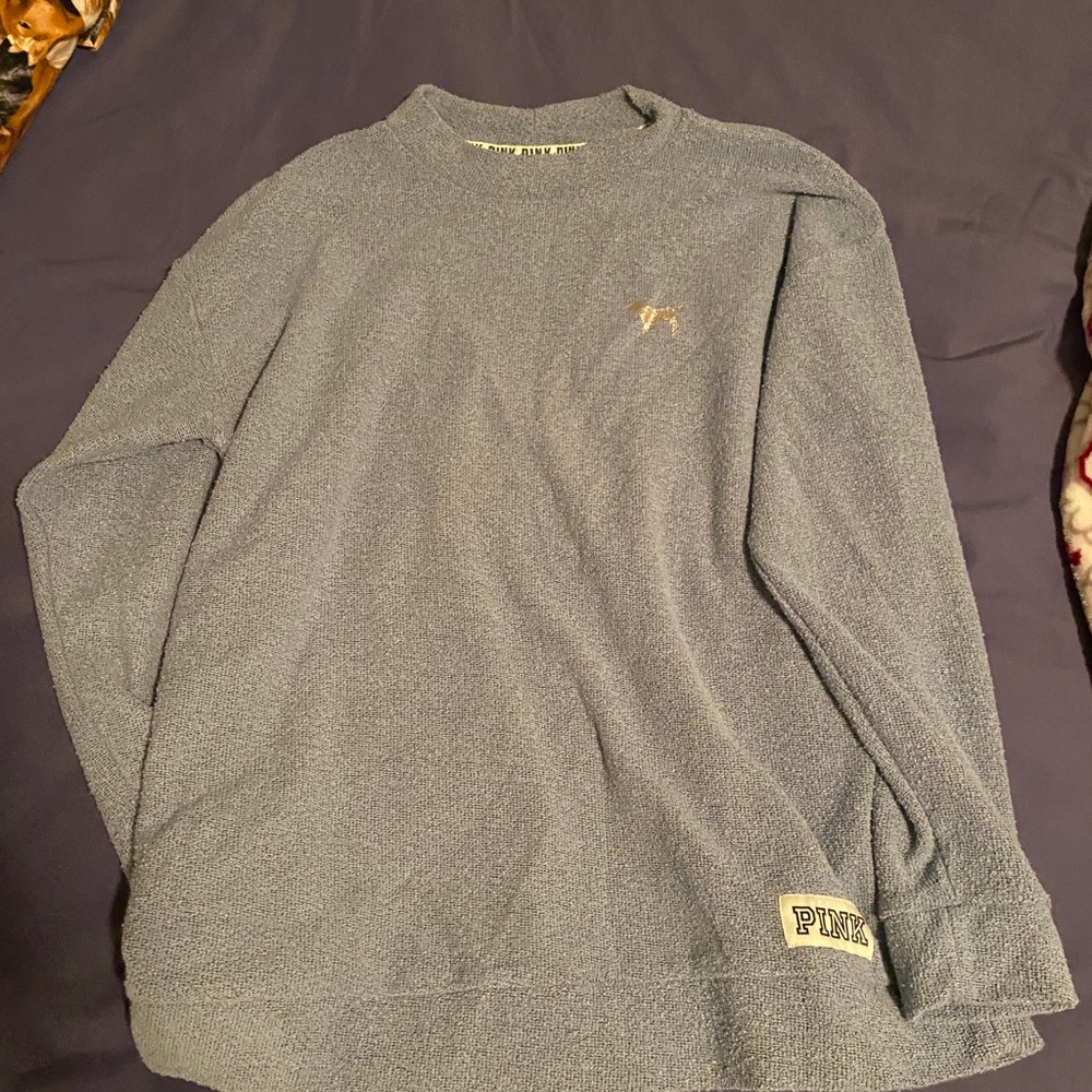 S Victoria’s Secret PINK fuzzy sweater- light blue